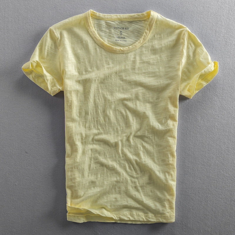 Men's Casual Thin Breathable Washed Cotton Short Sleeve