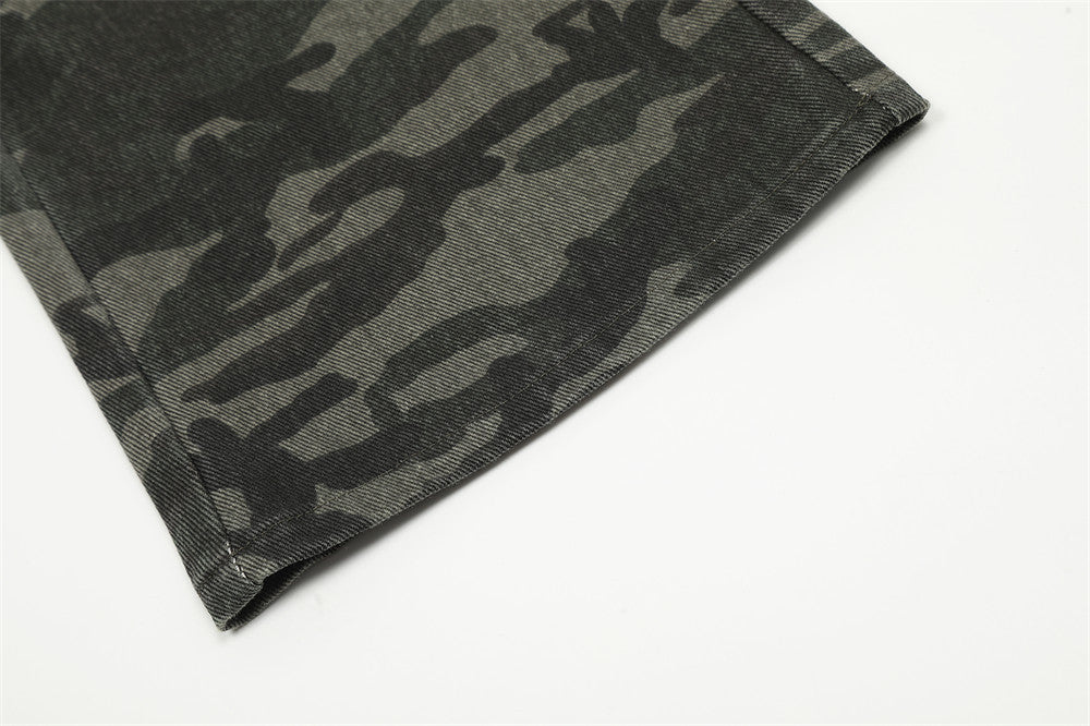 Men's Outdoor Camouflage Multi-pocket Design Sense Baggy Straight Trousers