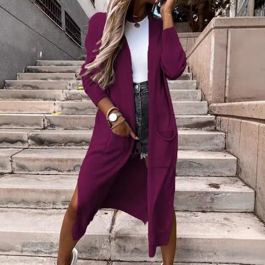 Knitted Long Loose-fitting Women's Coat