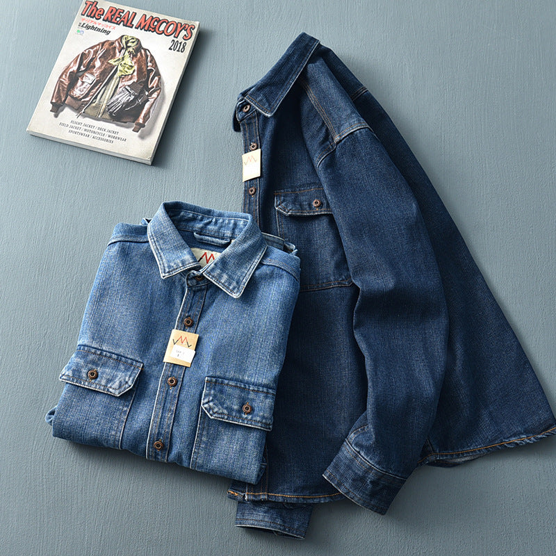 Washed Blue Distressed Loose Retro Denim Jacket