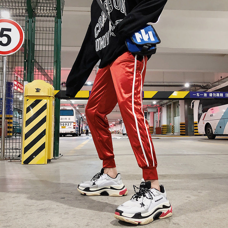 Men's Bright Cool Disco Stage Parallel Bars Sports Casual Pants