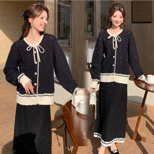 Knitted Skirt Two-piece Set Autumn And Winter