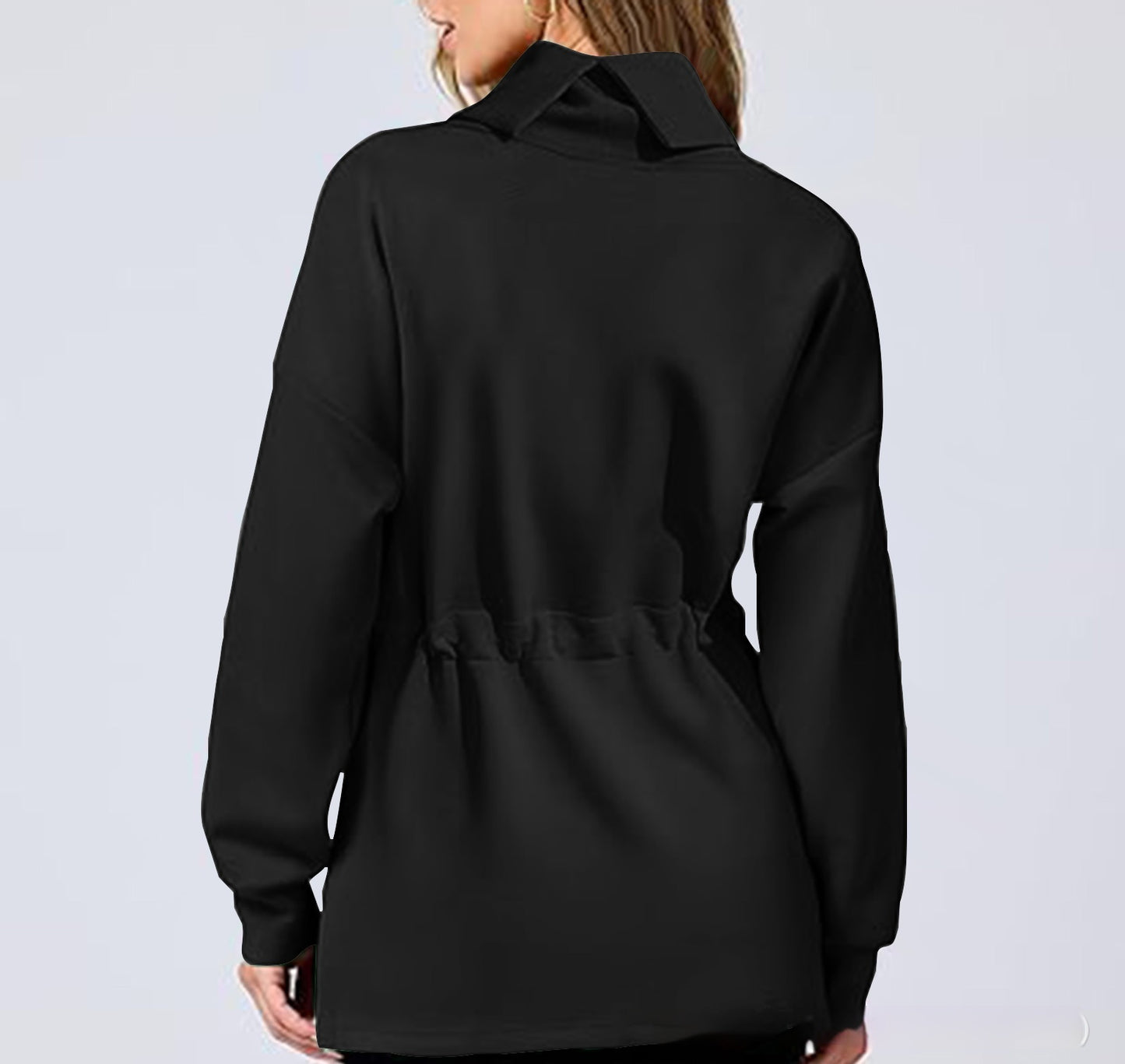 Drawstring Waist-tight Sweater Mid-length Women's