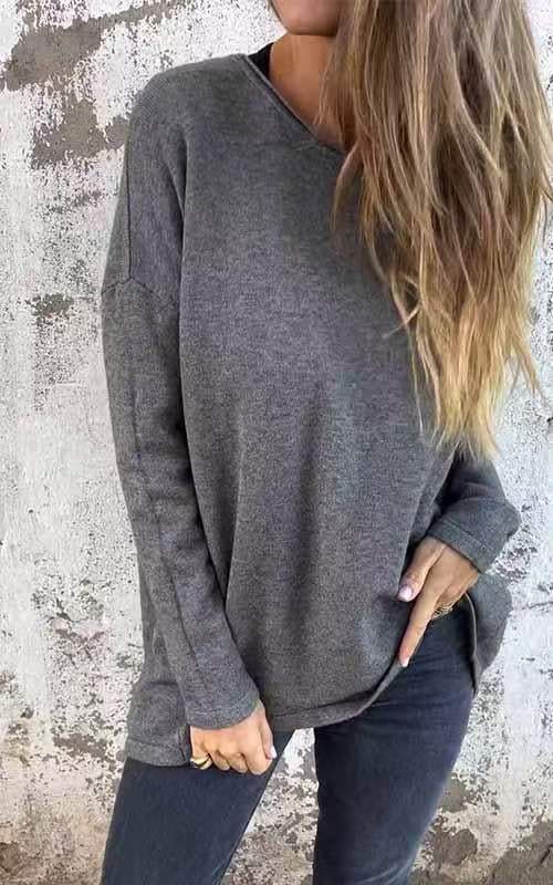 Women's Round Neck Long Sleeve T-shirt Top