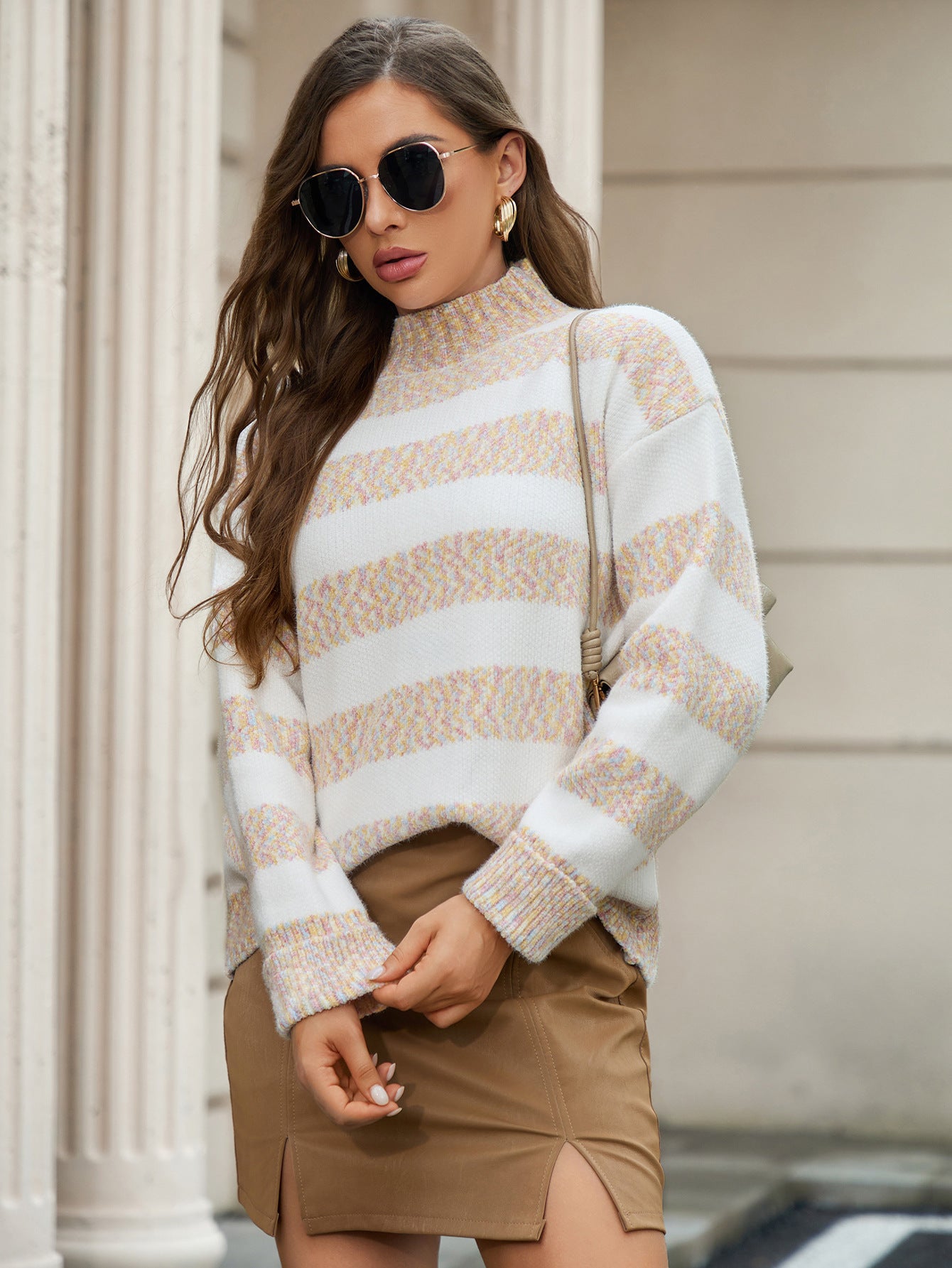 Striped Contrast Color Chenille Versatile Top