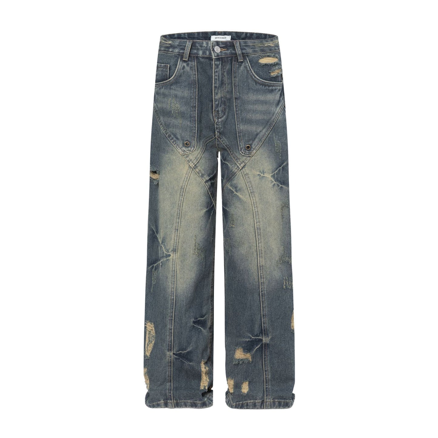 Straight Jeans Loose Distressed Retro Long Pants