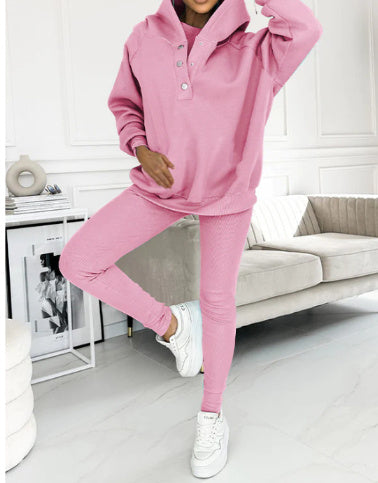 Women's Solid Color Vest Hoodie And Pants Set