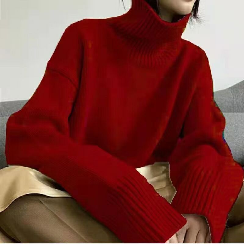 Women's Turtleneck Sweater Pullover Loose Base