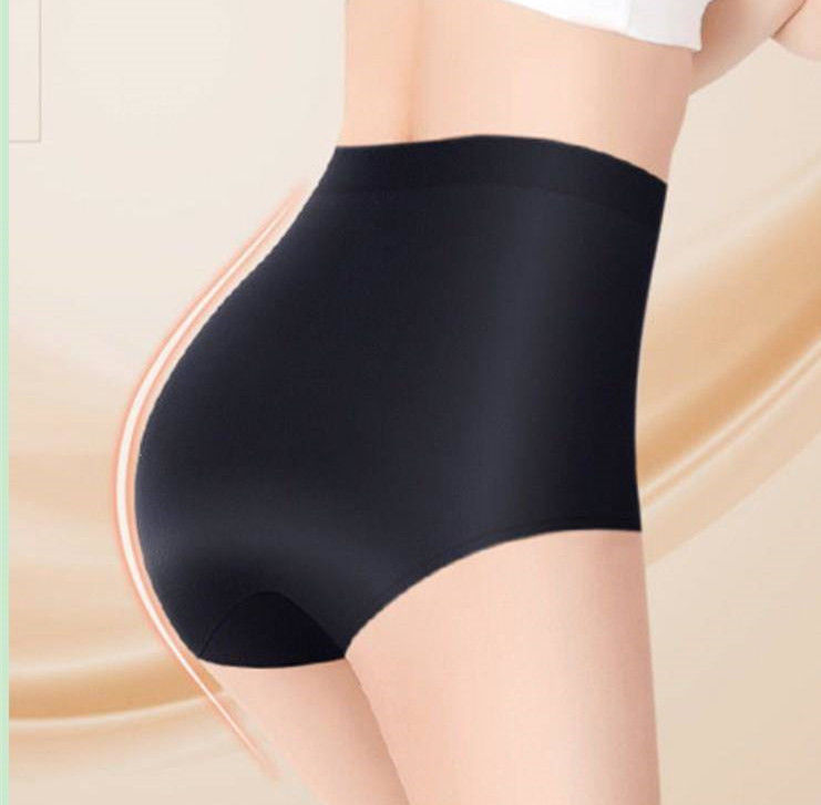 High Waist Ice Silk Women's Seamless Purified Cotton Crotch Belly Contracting Briefs