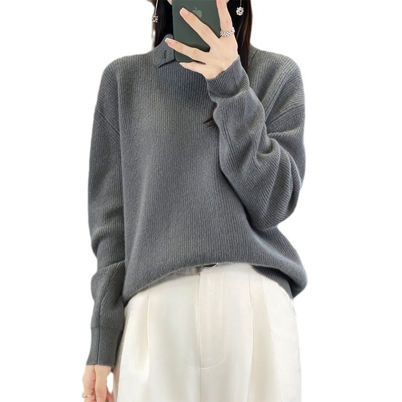 Women's Autumn And Winter Half-high Collar Wool Sweater Pullover