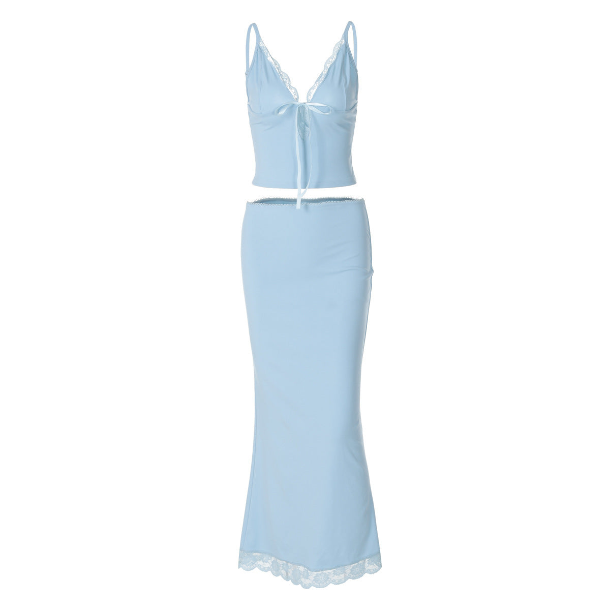 Women's Summer Lace Camisole Sheath Fish Skirt Suit