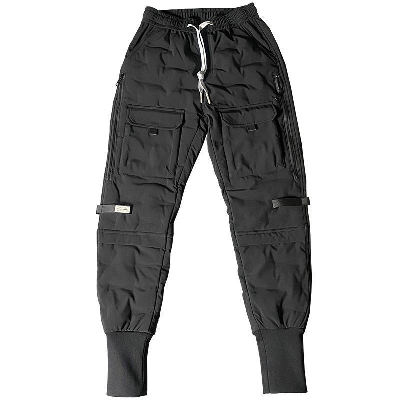 Black Cotton-padded Trousers Men's Outerwear Thick Warm