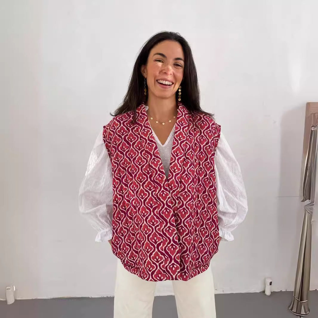 Fashion Round Neck Women's Color Matching Vest