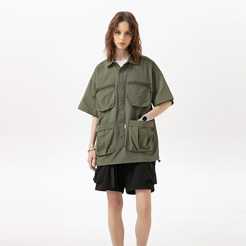Men's And Women's Same Multi-pocket Shirt Top
