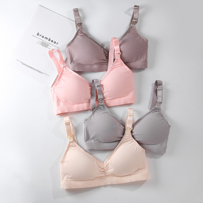 Thin Front Buckle Without Steel Ring Pregnant Women's Cotton Nursing Bra