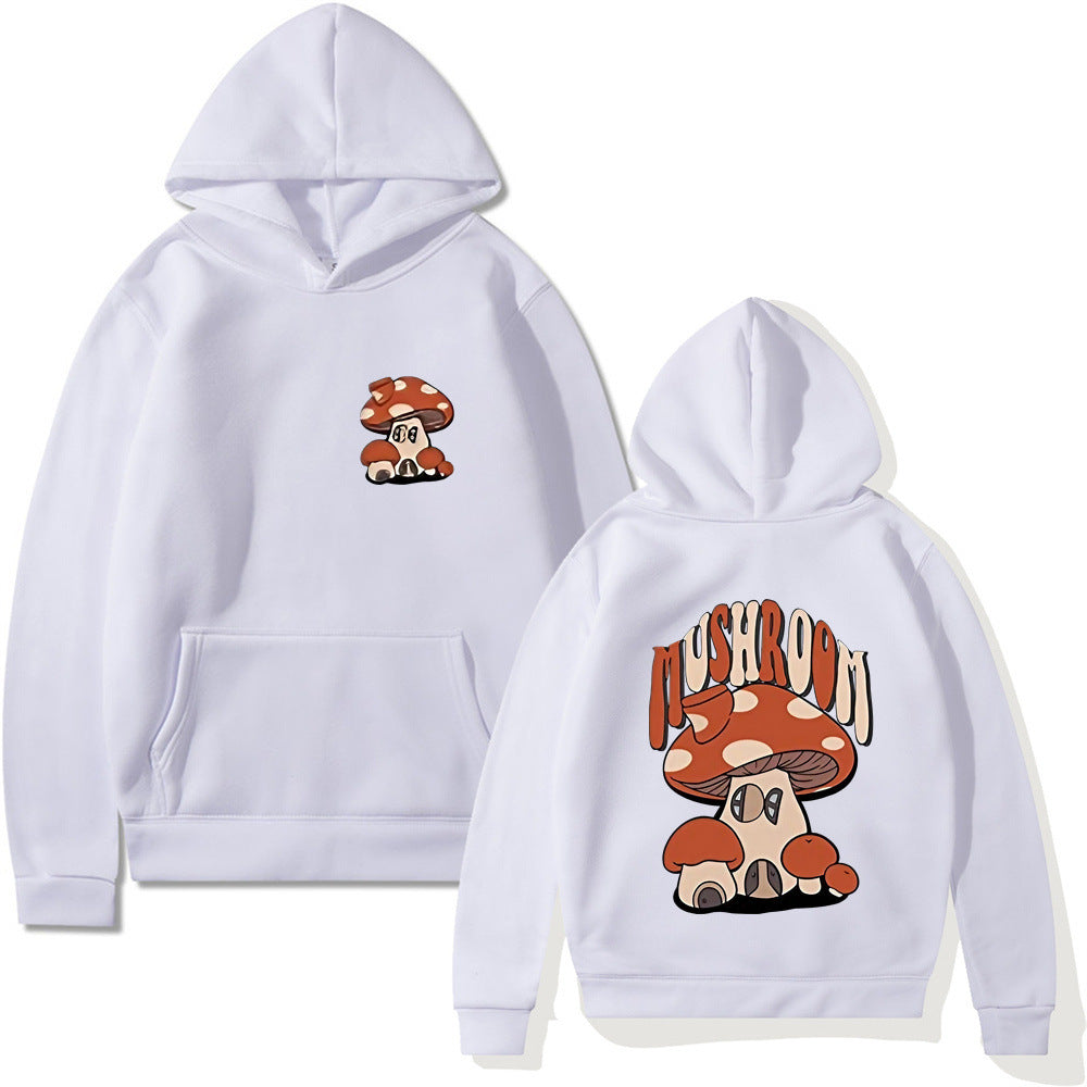 Printed Mushroom Top Men's And Women's Casual Loose-fitting Hoodie Sweater