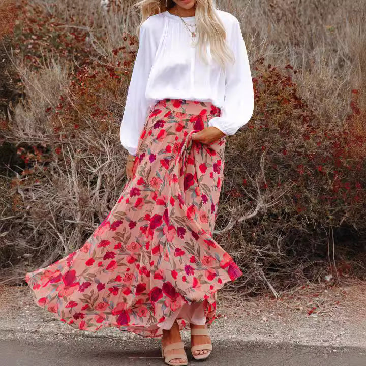 Women's Fashion Personalized Printing Loose Skirt