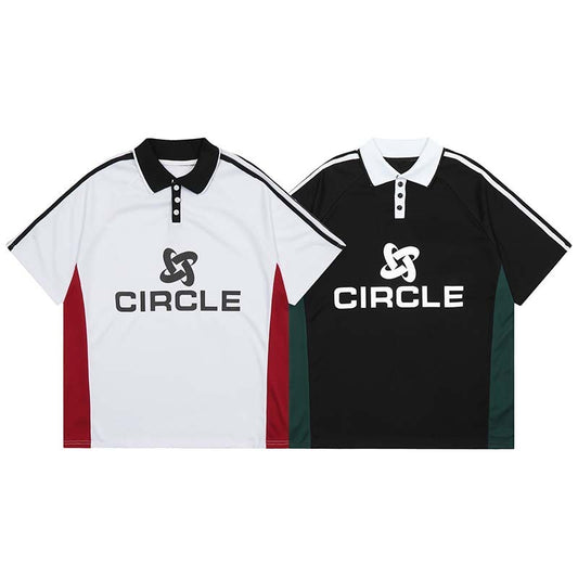 High Street American Letter Printing Contrast Stitching Short Sleeves Men