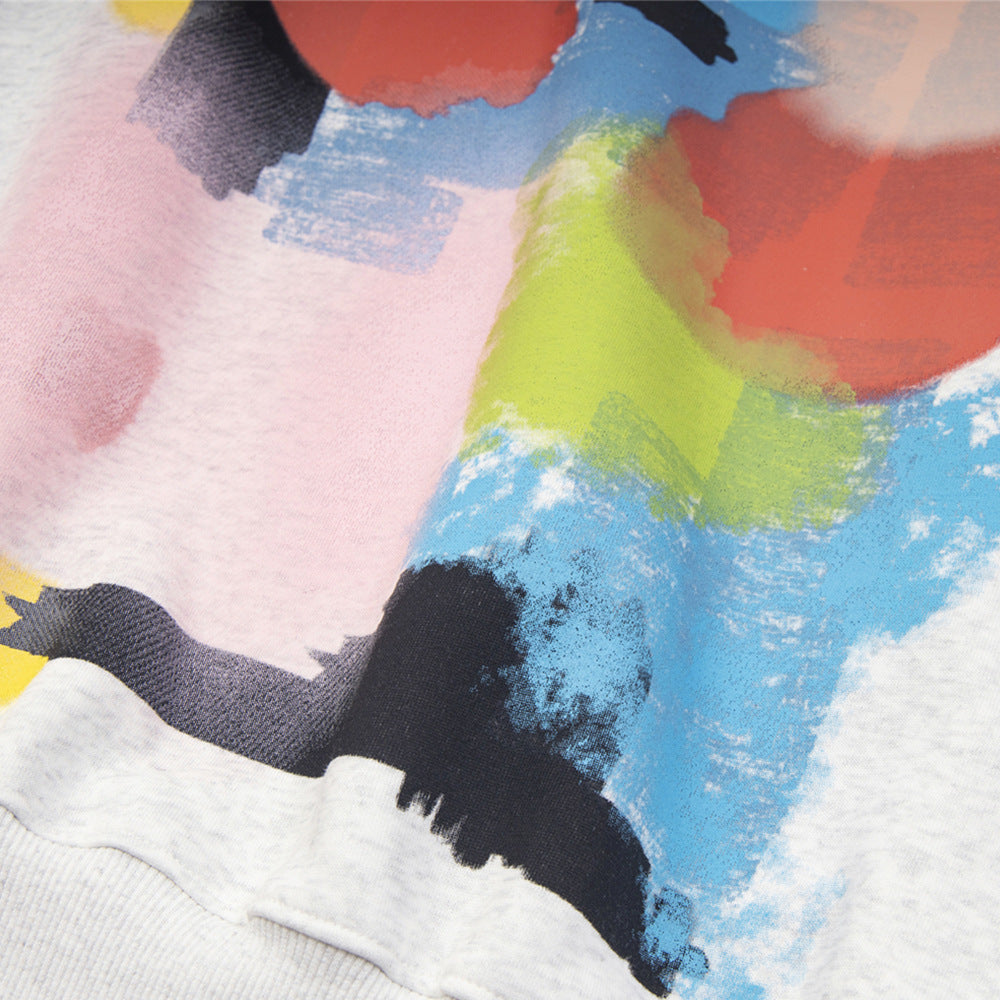 Fashion Graffiti Color Block Loose Sweater Men