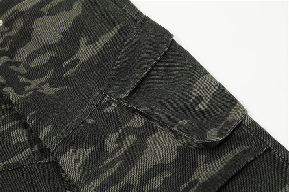 Men's Outdoor Camouflage Multi-pocket Design Sense Baggy Straight Trousers