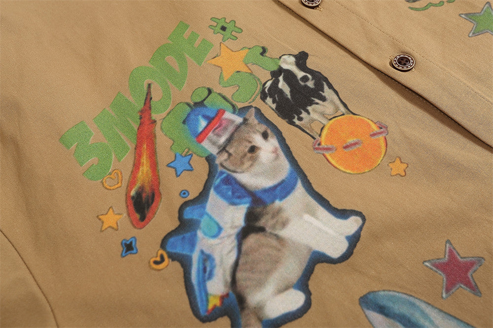 Cartoon Printed Casual Long-sleeved Shirt