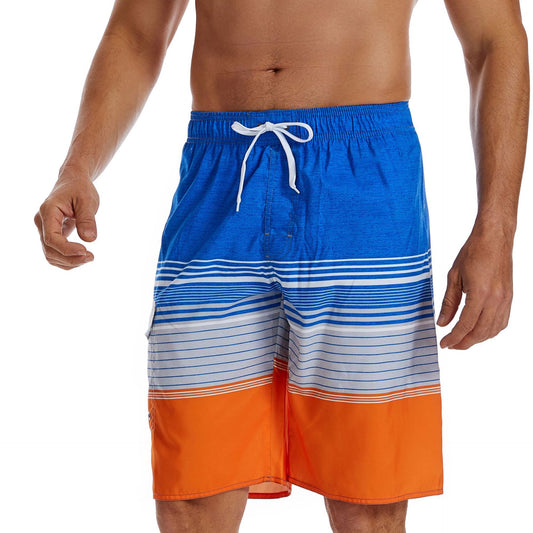 Gradient Men's Beach Pants Blue Stripe Sports Short-length Pants Waterproof Pants