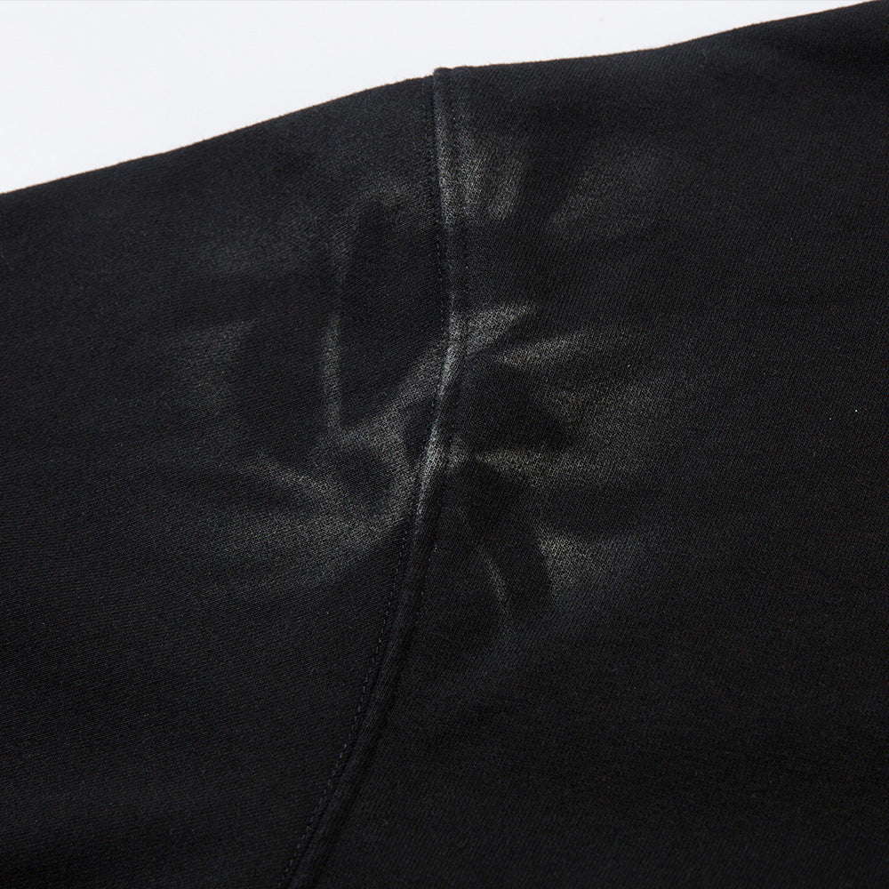 Distressed Dirty Inkjet Design Casual Punk Hooded Pullover Tops