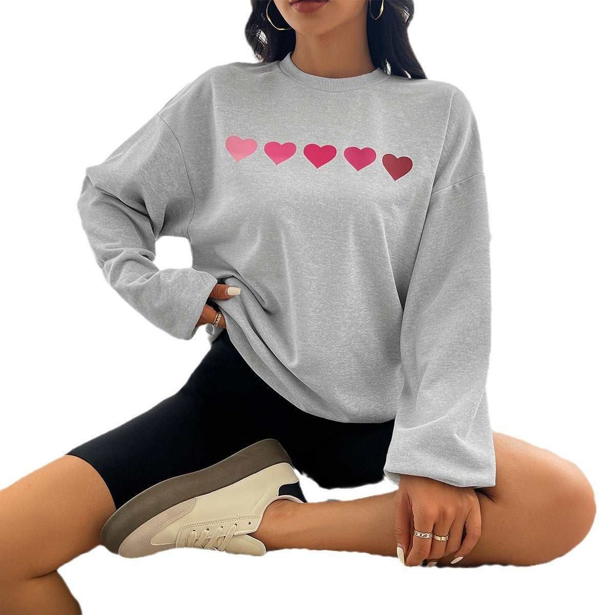 Casual Loose Floral Print Long Sleeve Pullover