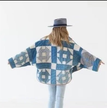 Women's Geometric Pattern Print Cotton-padded Jacket Coat