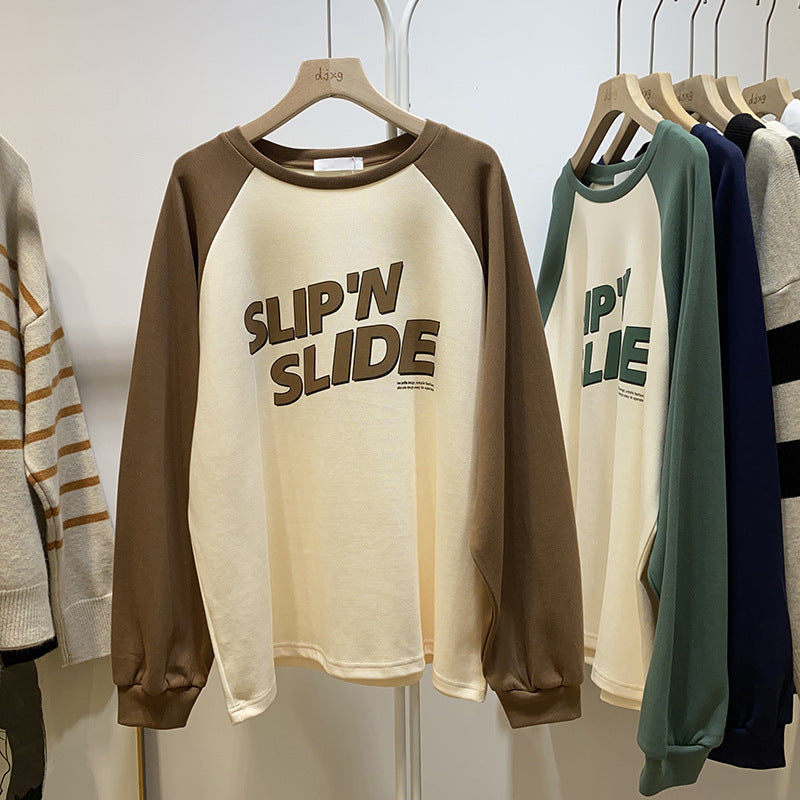 Slimming Long Sleeve All-match Raglan Top