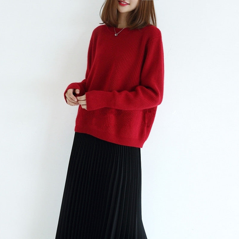 Solid Color Loose-fitting Large Size Knitted Bottoming Shirt
