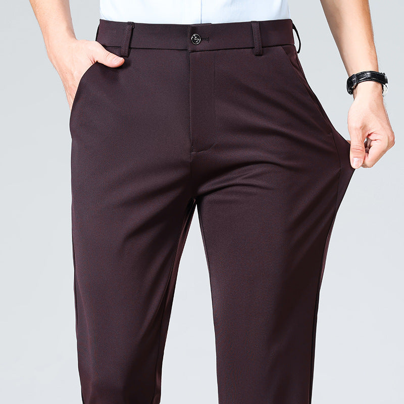 Men's Four-sided Elastic Ice Silk Trousers High Waist Breathable
