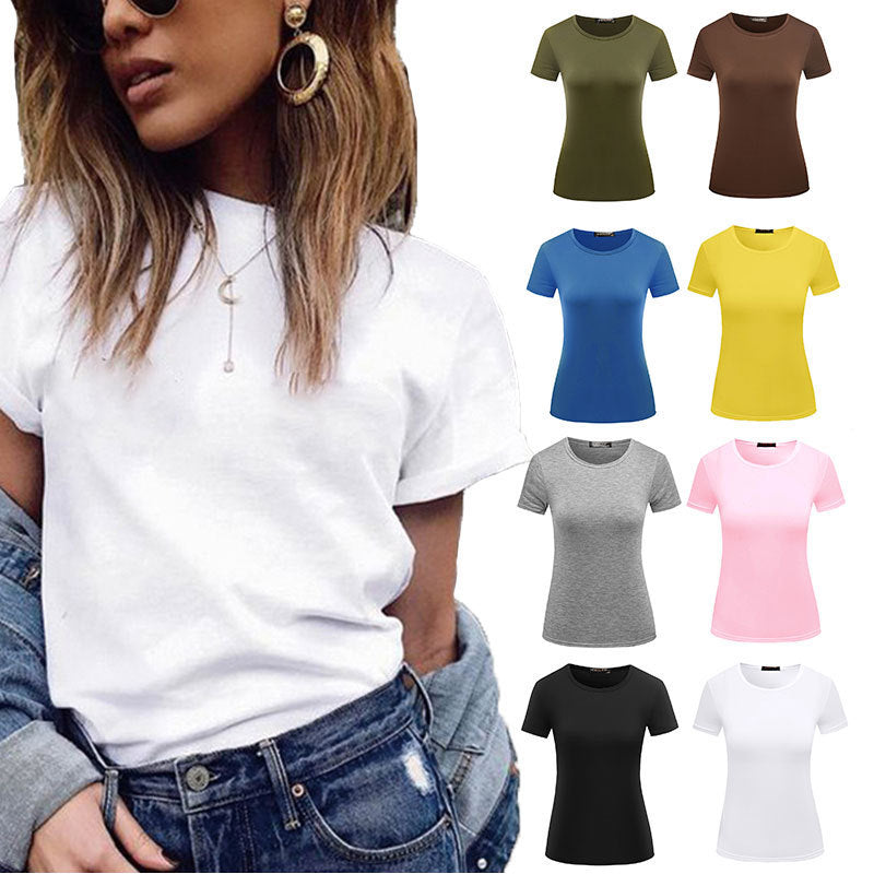 Fashionable Women's Solid Color Casual Short Sleeved Shirt