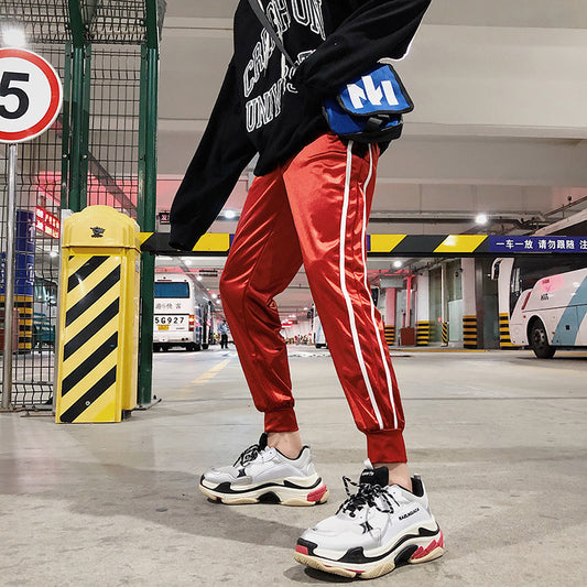 Men's Bright Cool Disco Stage Parallel Bars Sports Casual Pants