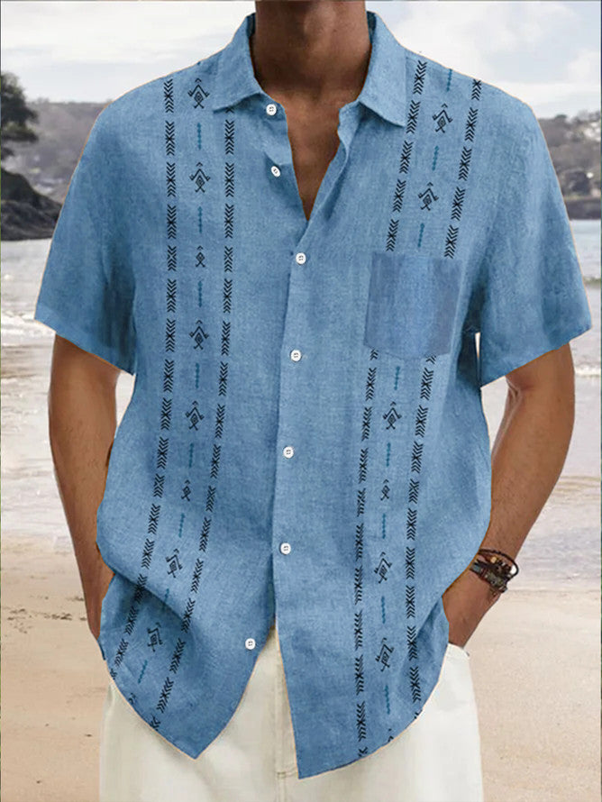 Lapel Beach Short Sleeve Shirt