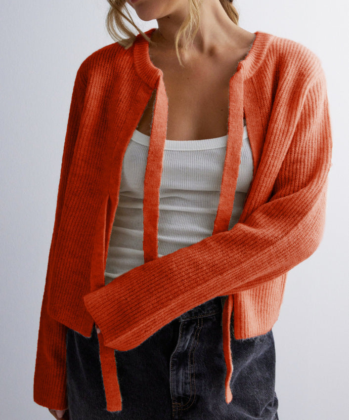 Women's Top Drawstring Cardigan Loose Sweater