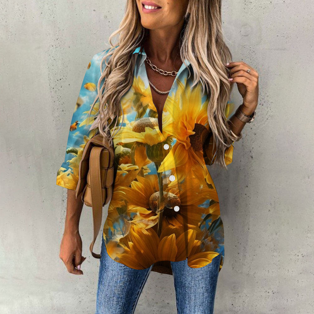Women's Casual Digital Printing Large Upper Garment Shirt