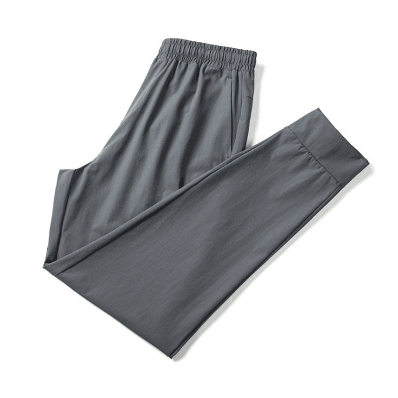 Outdoor Thin Casual Cropped Pants Women's Ice Silk Leggings Men's Breathable Stretch Quick-drying Ankle Banded Pants