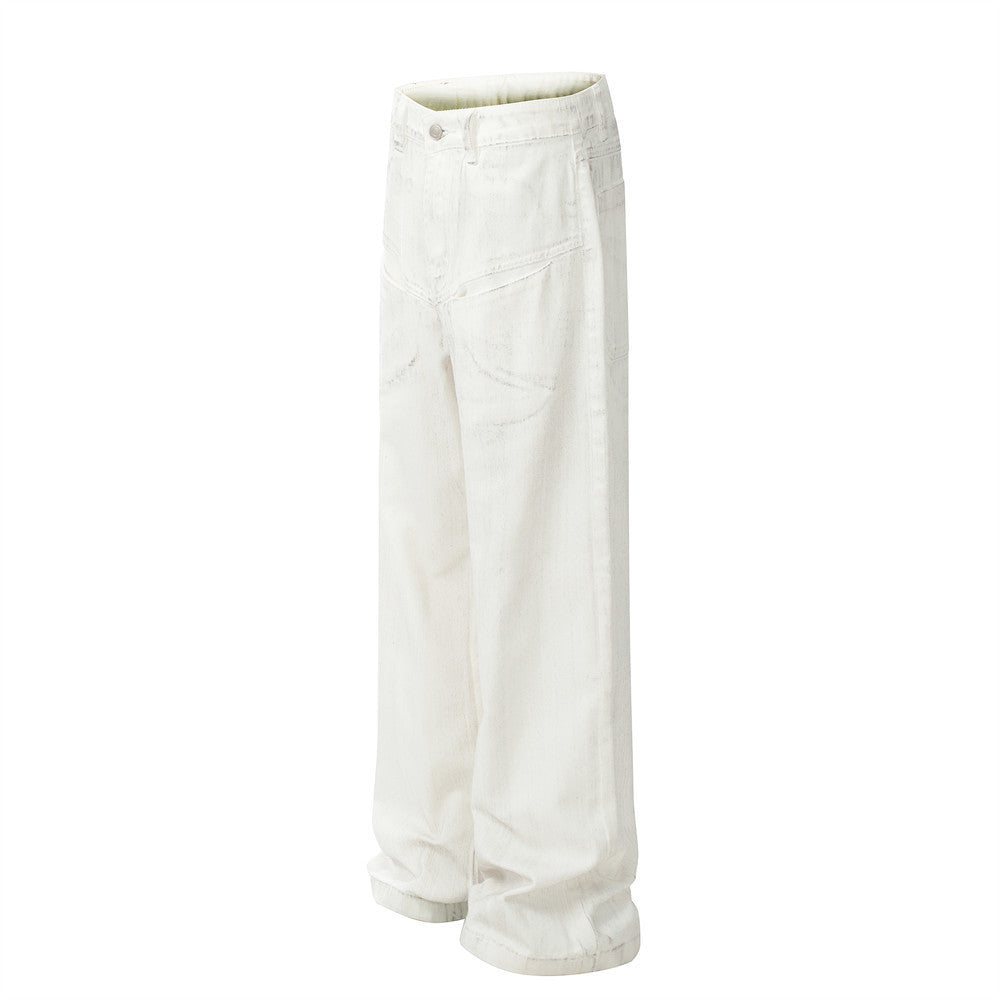 Men's Loose-fit Patchwork Cropped Jeans