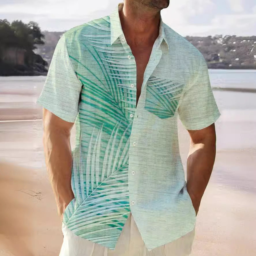 Lapel Beach Short Sleeve Shirt