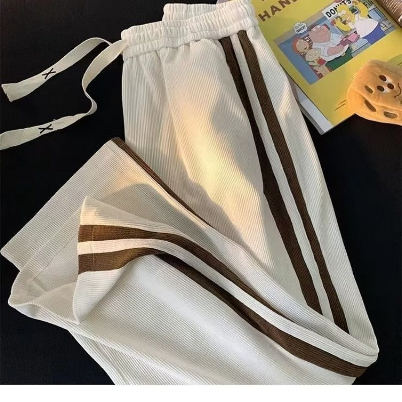 Striped Contrast Color Corduroy Casual Pants Men