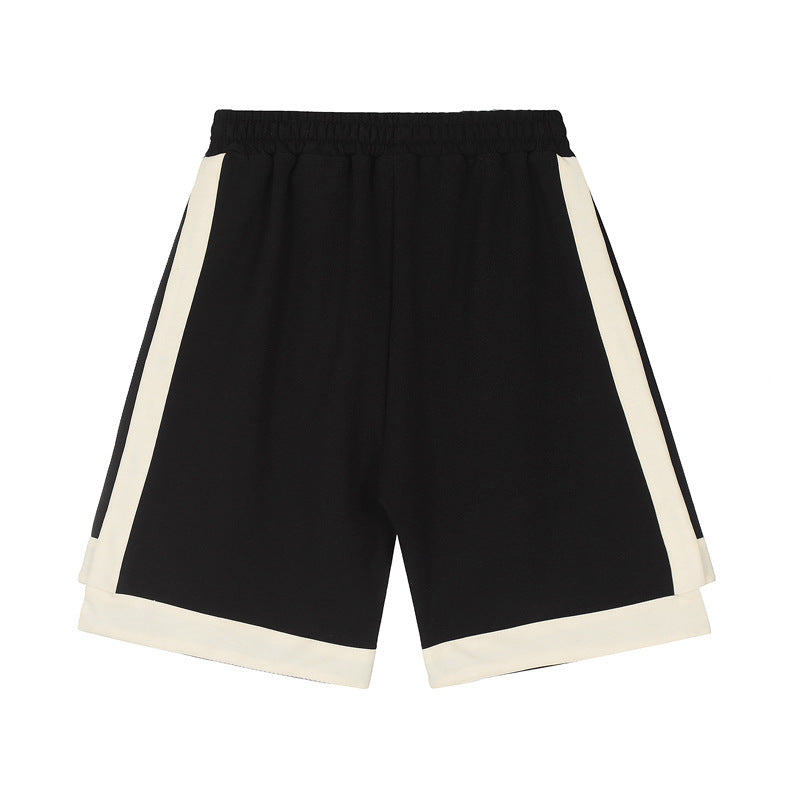 American Street Stitching Contrast Color Stripes Hip Hop Shorts Men