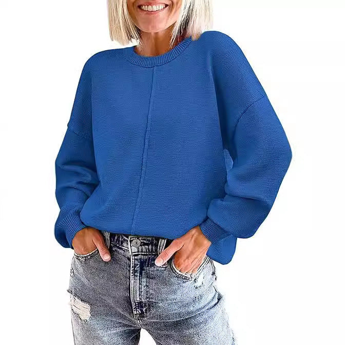 Simple Women's Top Round Neck Solid Color