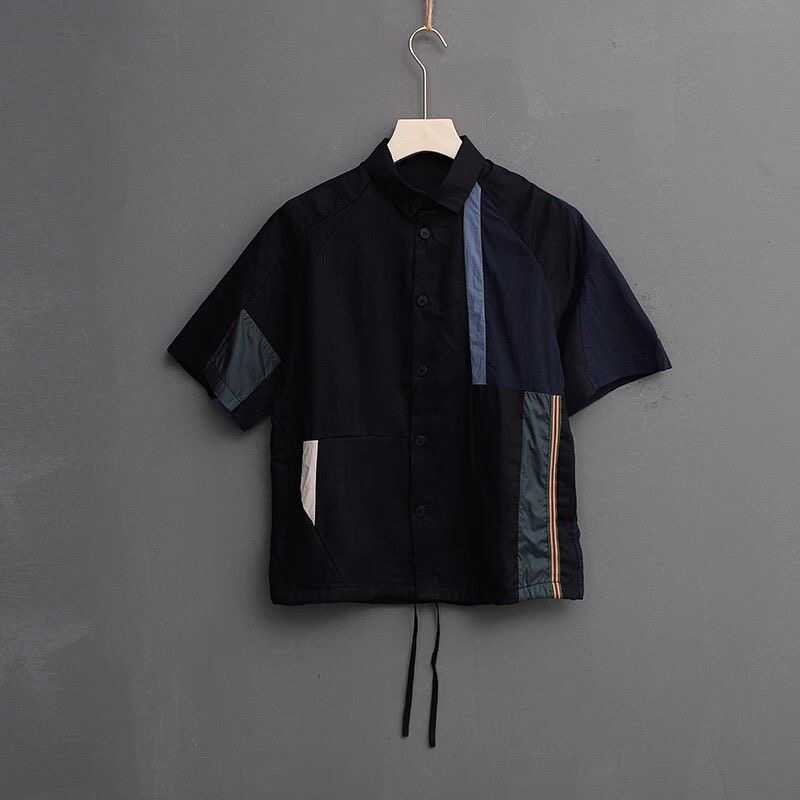 Men's Trendy Contrast Color Stitching Half Sleeve