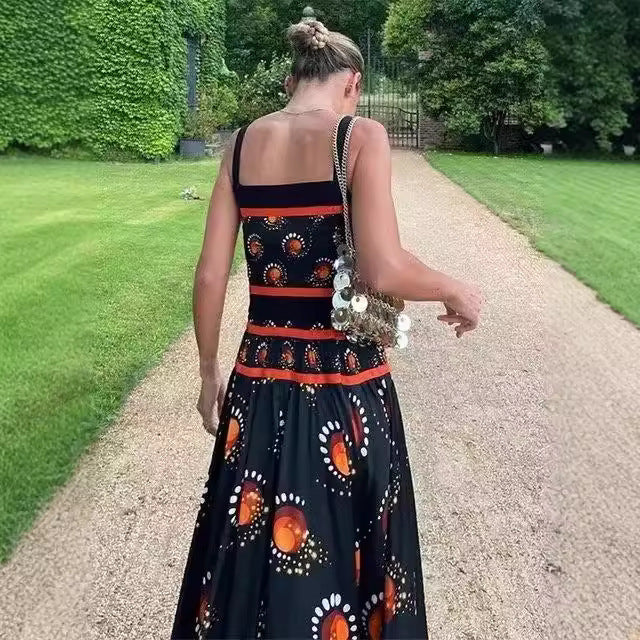Women's Clothing Positioning Printing Slip Dress