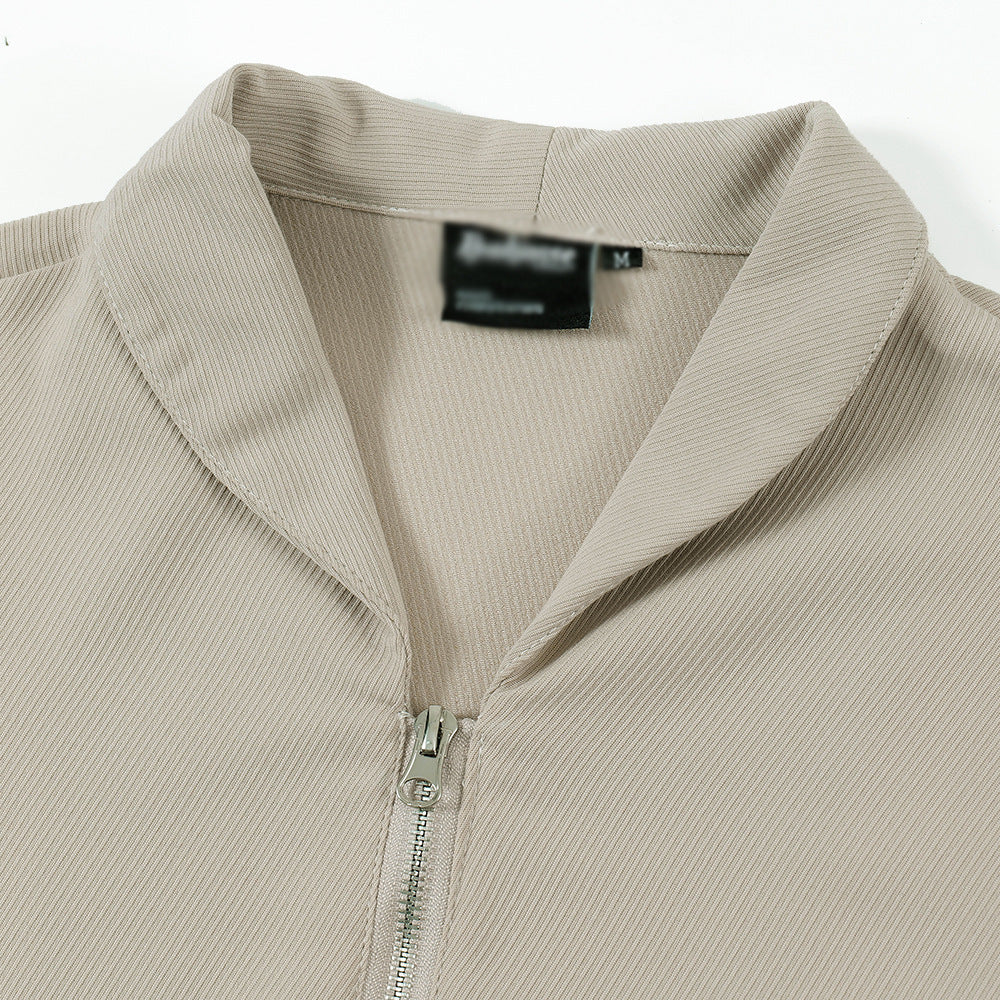 Solid Color Casual Long Sleeves Shirt Men's Personality Stitching