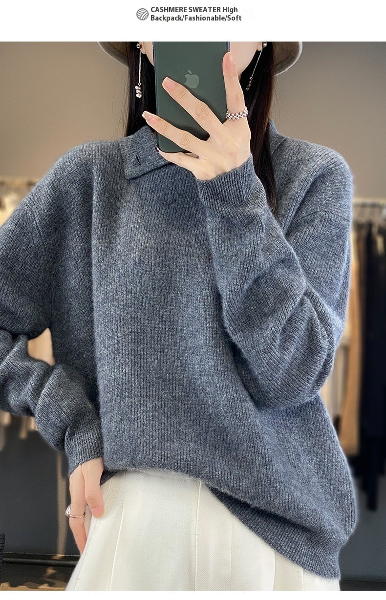 Women's Autumn And Winter Half-high Collar Wool Sweater Pullover