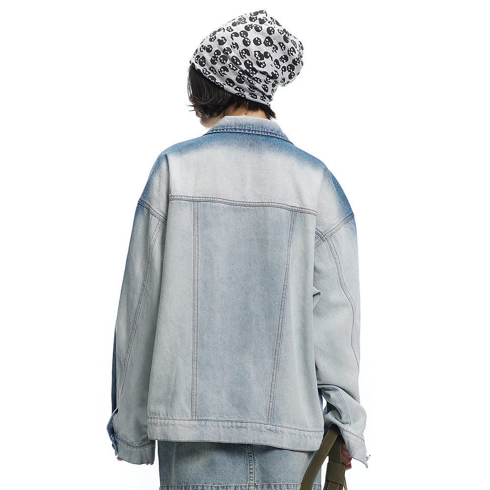 Tie-dye Gradient Denim Jacket Trendy Spring And Autumn Niche Design