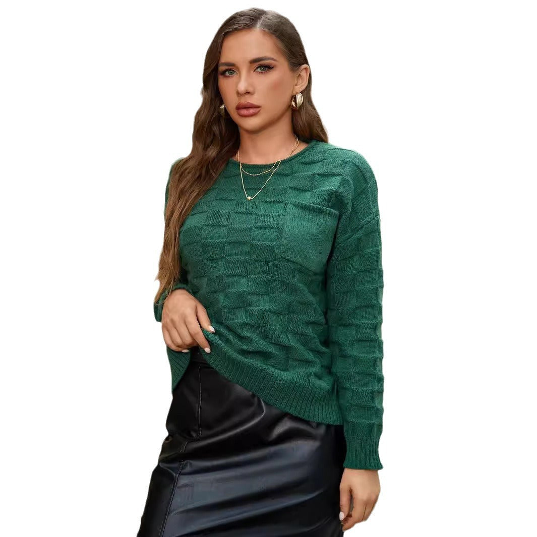 Long Sleeve Sweater Casual Top With Pockets