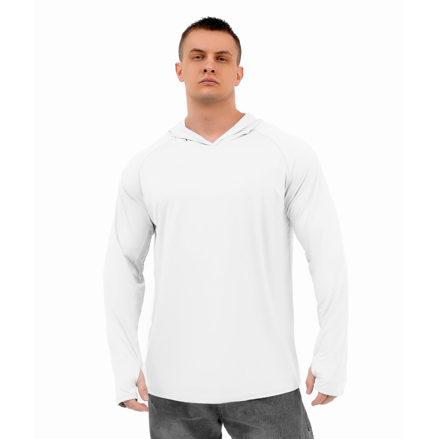 Finger Fit Design Summer Men's Long Sleeve Hooded Sun-proof Top